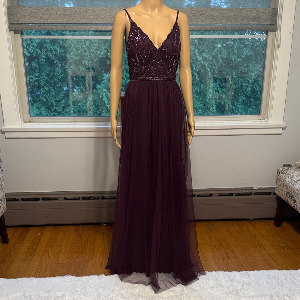 David's Bridal Deep Purple Maxi Dress